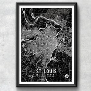 ST. LOUIS Map with Coordinates, St. Louis Map, Map Art, Map Print, St Louis Print, St. Louis Art, St. Louis Gift, St. Louis Decor, Art, Map image 4