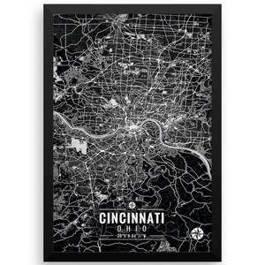 CINCINNATI Ohio Map with Coordinates, Cincinnati Map, Map Art, Map Print, Cincinnati Print, Cincinnati Art, Cincinnati Wall Art, Wall Art image 3