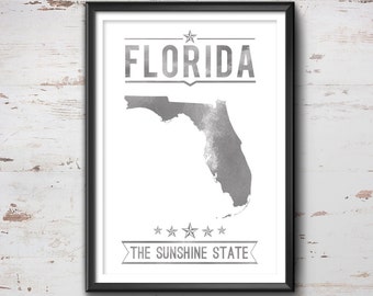 FLORIDA State Typography Print, Typography Poster, Florida Poster, Florida Art, Florida Gift, Florida Decor, Florida Print, Florida Map, Art