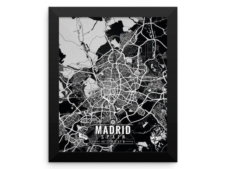 MADRID Spain Map with Coordinates, Madrid Wall Art, Madrid Map, Map Art, Map Print, Madrid Print, Madrid Art, Madrid Gift, Map, Wall Art,Map image 3