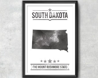SOUTH DAKOTA State Typography Print, Typography Poster, South Dakota Poster, South Dakota Art, South Dakota Gift, South Dakota Decor, Map