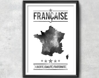 FRANCE Typography Print, Typography Poster, France Poster, France Wall Art, France Gift, France Decor, France Print, France Love, Map