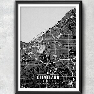 CLEVELAND Ohio Map with Coordinates, Cleveland Map, Map Art, Map Print, Cleveland Print, Cleveland Art, Cleveland Wall Art, Map, Wall Art