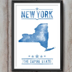 NEW YORK State Typography Print, Typography Poster, New York Poster, New York Art, New York Gift, New York Decor, New York Print, New York ROYAL BLUE