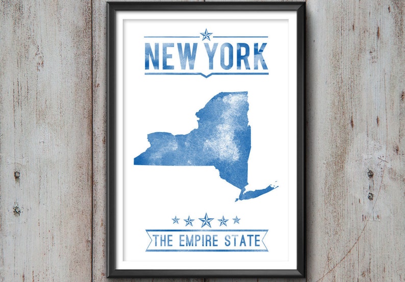 NEW YORK State Typography Print, Typography Poster, New York Poster, New York Art, New York Gift, New York Decor, New York Print, New York ROYAL BLUE