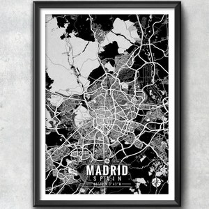 MADRID Spain Map with Coordinates, Madrid Wall Art, Madrid Map, Map Art, Map Print, Madrid Print, Madrid Art, Madrid Gift, Map, Wall Art,Map image 1