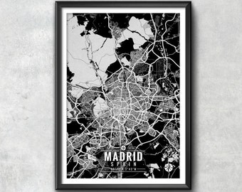 MADRID Spain Map with Coordinates, Madrid Wall Art, Madrid Map, Map Art, Map Print, Madrid Print, Madrid Art, Madrid Gift, Map, Wall Art,Map