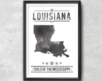 LOUISIANA State Typography Print, Typography Poster, Louisiana Poster, Louisiana Art, Louisiana Gift, Louisiana Decor, Louisiana Print, Love