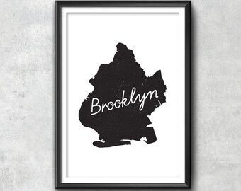 BROOKLYN Typography Map Print, Typography Poster, Brooklyn Poster, Brooklyn Art, Brooklyn Gift, Brooklyn, Brooklyn Print, Brooklyn Wall Art