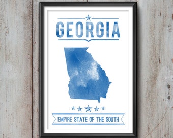 IMPRESIÓN tipográfica del estado de GEORGIA, cartel de tipografía, cartel de Georgia, arte de Georgia, regalo de Georgia, decoración de Georgia, impresión de Georgia, amor de Georgia, arte