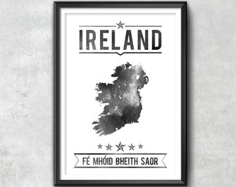 IRELAND Typography Print, Ireland Poster, Ireland Wall Art, Ireland Gift, Ireland Decor, Ireland Print, Ireland Map, Ireland Decor, Ireland