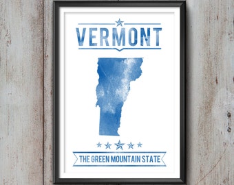 VERMONT State Typography Print, Typography Poster, Vermont Poster, Vermont Art, Vermont Gift, Vermont Decor, Vermont Print, Vermont Love, Map
