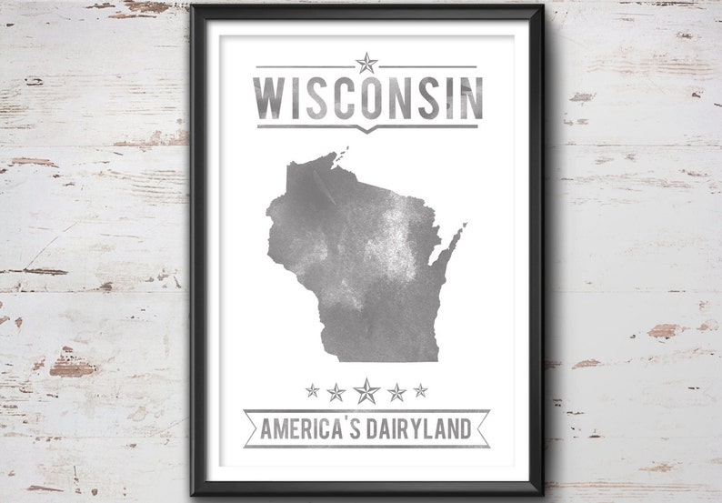 WISCONSIN State Typography Print, Typography Poster, Wisconsin Poster, Wisconsin Art, Wisconsin Gift, Wisconsin Decor, Wisconsin Print, Love GRANITE