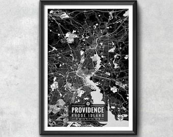 PROVIDENCE Rhode Island Map with Coordinates, Providence Wall Art, Providence Map, Map Art, Map Print, Providence Print, Providence Art, Map