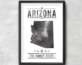 ARIZONA State Typography Print, Typography Poster, Arizona Poster, Arizona Art, Arizona Gift, Arizona Decor, Arizona Print, Arizona Map, Map
