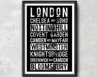 LONDON subway Typography Print, Typography Poster, London Poster, Subway Art, London Gift, London Decor, London Print, London