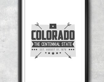 COLORADO State Badge Print, Typography Poster, Colorado Poster, Colorado Art, Colorado Gift, Colorado Decor, Colorado Print, Colorado