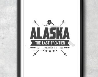 ALASKA State Badge Print, Typography Poster, Alaska Poster, Alaska Art, Alaska Gift, Alaska Decor, Alaska Print, Alaska Love, Alaska