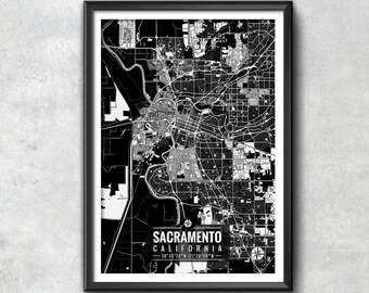 SACRAMENTO California Map with Coordinates, Sacramento Map, Map Art, Map Print, Sacramento Print, Sacramento Art, Sacramento,  Sacramento