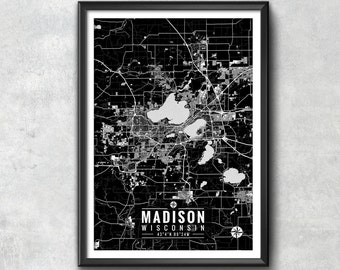 MADISON Wisconsin Map with Coordinates, Madison Map, Map Art, Map Print, Madison Print, Madison Art, Madison Wall Art, Map, Poster, Wall Art