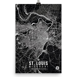 ST. LOUIS Map with Coordinates, St. Louis Map, Map Art, Map Print, St Louis Print, St. Louis Art, St. Louis Gift, St. Louis Decor, Art, Map image 2