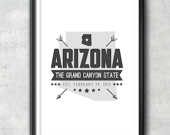 ARIZONA State Badge Print, Typography Poster, Arizona Poster, Arizona Art, Arizona Gift, Arizona Decor, Arizona Print, Arizona Map, Map