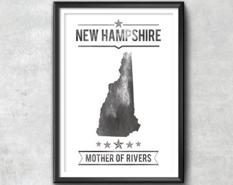 NEW HAMPSHIRE State Typography Print, Typography Poster, New Hampshire Poster, New Hampshire Art, New Hampshire Gift, New Hampshire Decor