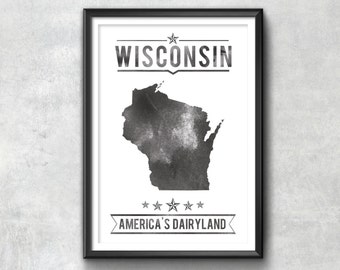 WISCONSIN State Typography Print, Typography Poster, Wisconsin Poster, Wisconsin Art, Wisconsin Gift, Wisconsin Decor, Wisconsin Print, Love