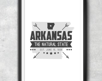 ARKANSAS State Badge Print, Typography Poster, Arkansas Poster, Arkansas Art, Arkansas Gift, Arkansas Decor, Arkansas Love, Arkansas