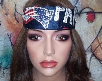 New England Football Crystals Custom blinged out Headband - Super Bowl delivery must provide added shipping cost. Please message me by 2/4