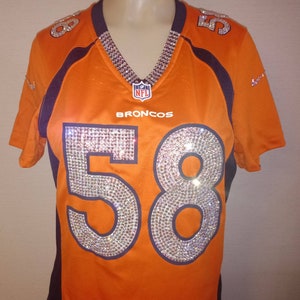 Denver Football Broncos Custom Crystal Bling Service (This Jersey is a display, jersey not included)