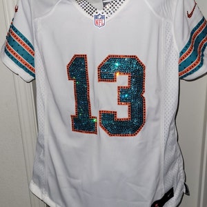 Miami Football Dolphins Vintage Custom Crystal bling jersey (This Jersey is a display, jersey not included) *please read description*