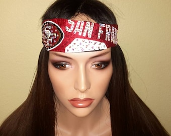 Diadema con adornos personalizados de fútbol profesional de San Francisco: ¡haga su pedido antes del 2/6 para la entrega del Super Bowl!