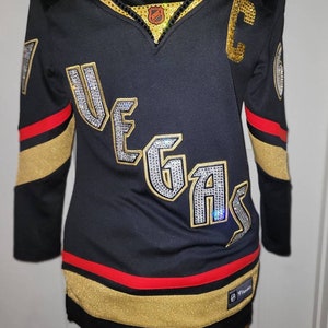 VEGAS GOLDEN KNIGHTS AUTHENTIC RED W/AUSTRALIAN CRYSTALS BLING HOCKEY JERSEY  XS