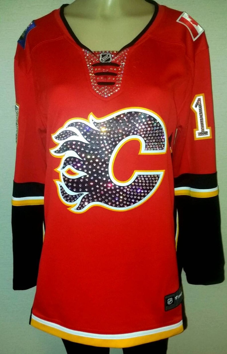 Calgary Hockey Flames Custom Crystal Bling Service jersey is Etsy Canada
