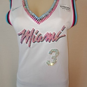 Miami Basketball Heat Vintage Crystal Blinged Jersey (Jersey is a display Jersey not included) Read description