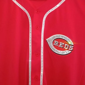 Cincinnati Baseball Reds Custom Crystal bling service (This jersey is a display, jersey not included) *read description*