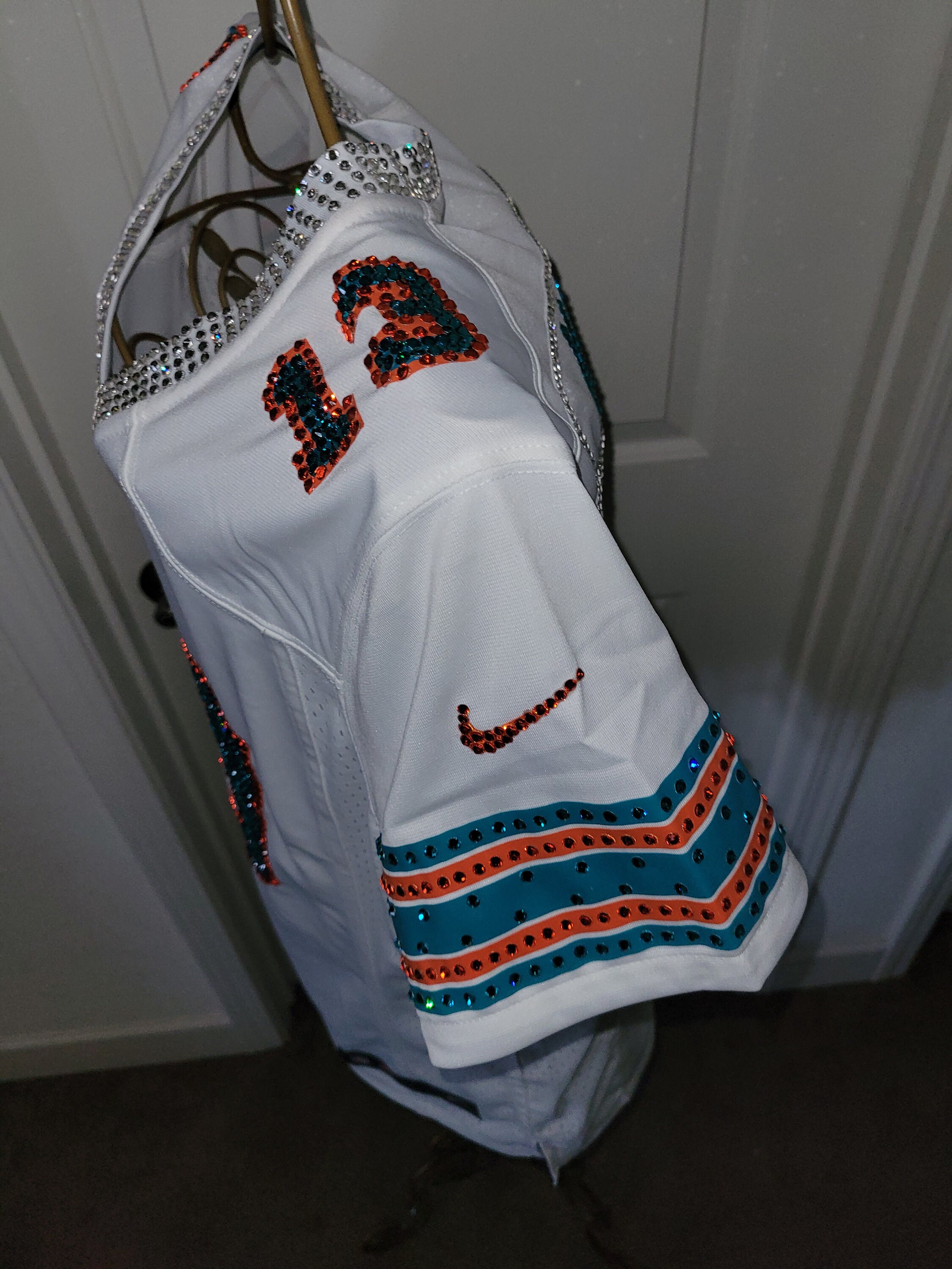 Miami Football Dolphins Vintage Custom Crystal Bling Jersey Miami Football Dolphins Vintage Custom Crystal Bling Jersey