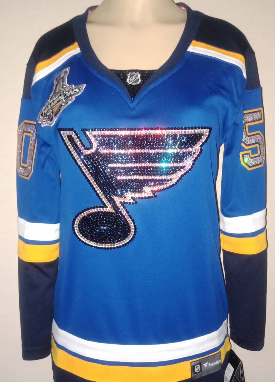 SportnBling St Louis Hockey Blues Custom Crystal Bling Jersey (This Jersey Is A Display, Jersey Not Included) *Read Description*