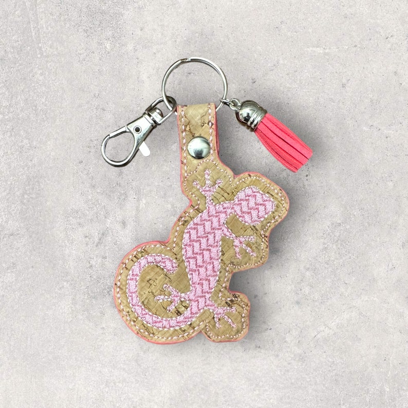 Pink Gecko Keychain Gecko Zipper Pull Pink Keychain Gecko Purse Charm Ready To Ship afbeelding 1