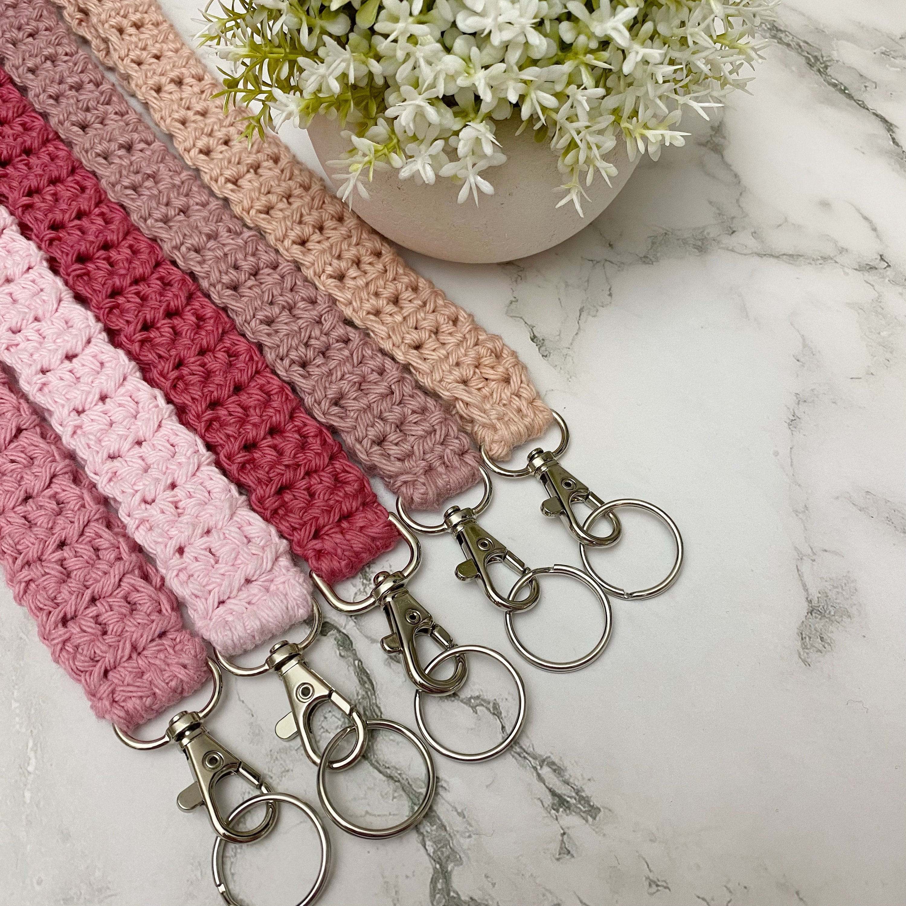 Pink Crochet Lanyard Crochet Lanyard Handmade Cotton Lanyard