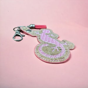 Pink Gecko Keychain Gecko Zipper Pull Pink Keychain Gecko Purse Charm Ready To Ship afbeelding 4