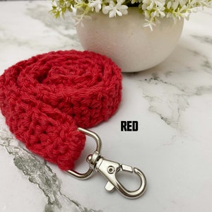 Red Crocheted Lanyard, Handmade Cotton Lanyard, Teacher Gifts, Gifts Under 10, ID Holder, Key Holder, Crocheted Key Holder image 6