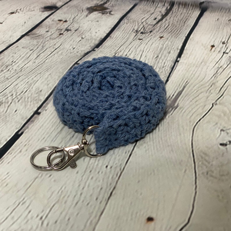 Blue Crochet Lanyard, Crochet Lanyard, Handmade Cotton Lanyard, Gift for Her, Teacher Gift, ID Holder, Keys, Crochet Key Holder Blue Jeans Blue