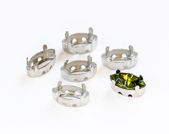 10х5 mm Rhodium-plated sew-on settings for Swarovski Navette Fancy Stones