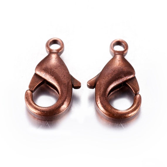 15 Antiqued Copper Lobster Clasps 15x8mm