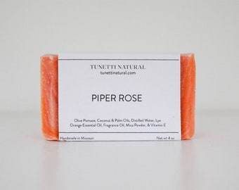 Piper Rose Bar Soap -  Natural Soap, Handmade Soap, Homemade Soap, Handcrafted Soap