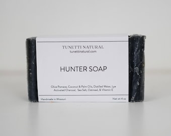All Natural Hunter Soap: Activated Charcoal, Oatmeal (4 oz)