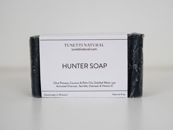 All Natural Hunter Soap: Activated Charcoal, Oatmeal (4 oz)
