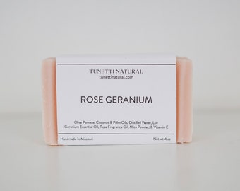 Rose Geranium Bar Soap -  Natural Soap, Handmade Soap, Homemade Soap, Handcrafted Soap